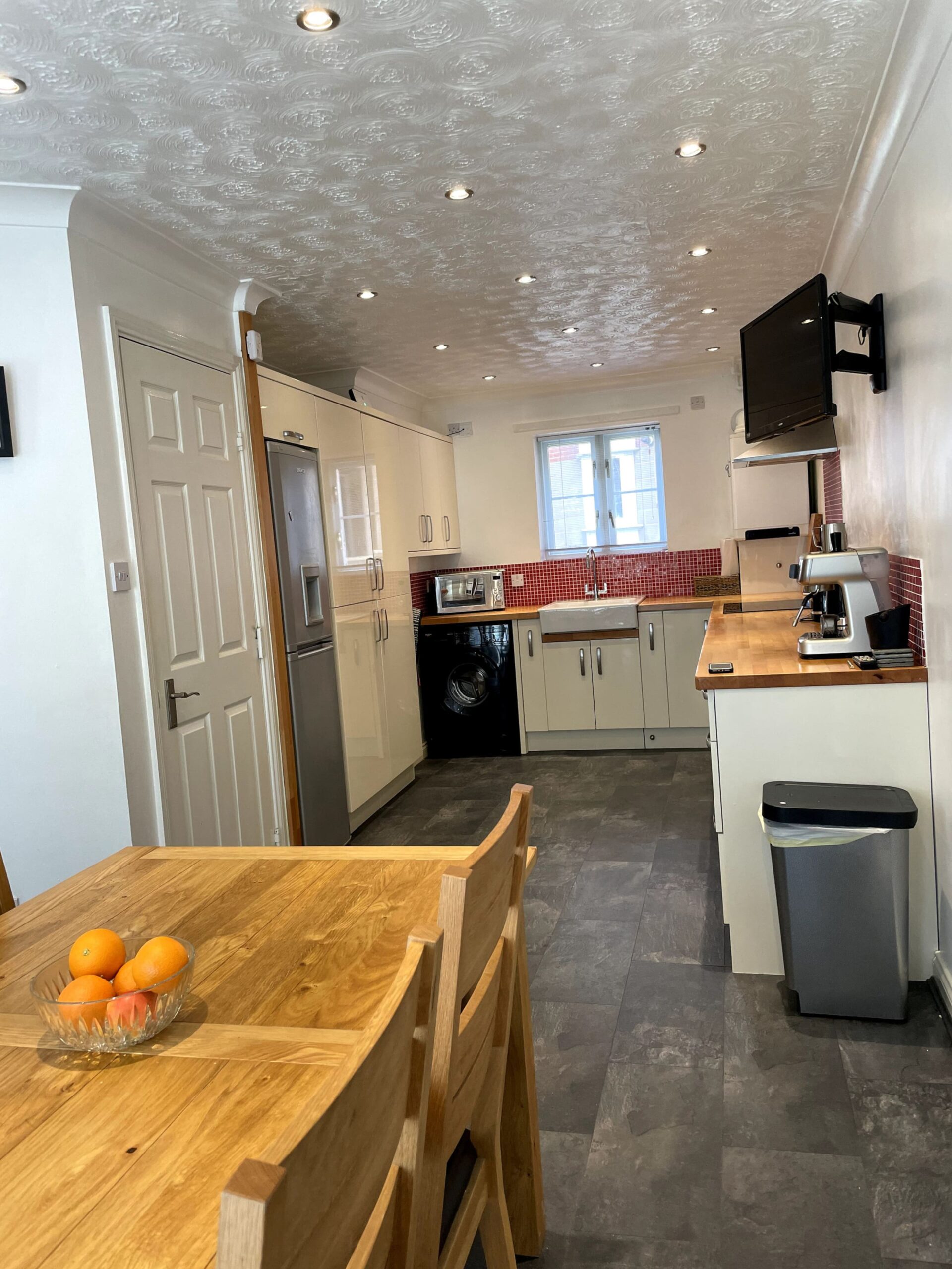 Dining area in the kitchen, seating six for meals